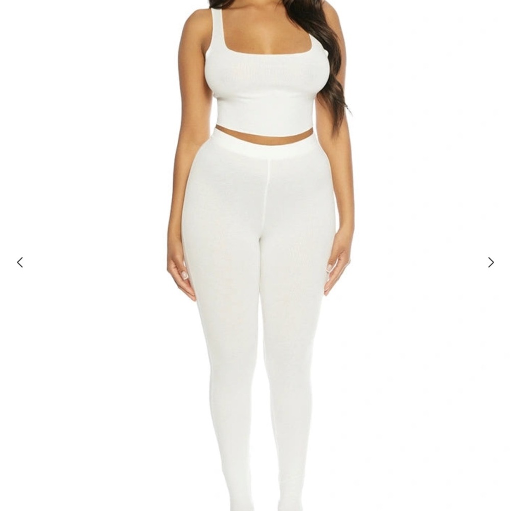 White Ribbed Tank and Leggings Set